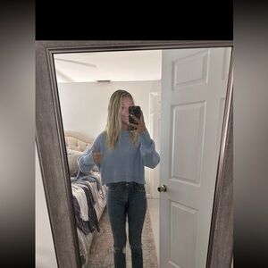 Pink Rose Sky Blue Women's Crew Neck Sweater